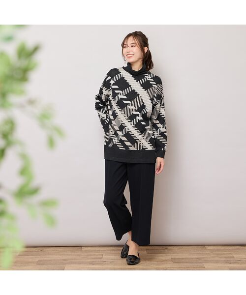 PISANO / ピサーノ カットソー | 【手洗いOK】パネルプリントWジャカードハイネック | 詳細4