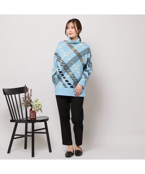 PISANO / ピサーノ カットソー | 【手洗いOK】パネルプリントWジャカードハイネック | 詳細11