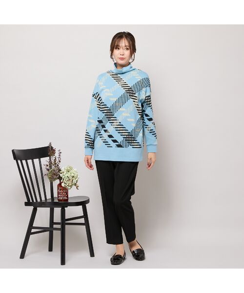 PISANO / ピサーノ カットソー | 【手洗いOK】パネルプリントWジャカードハイネック | 詳細13