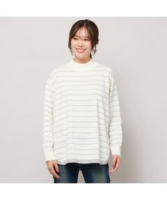 PISANO / ピサーノ ニット・セーター | ハイネックボーダー柄ニットトップ