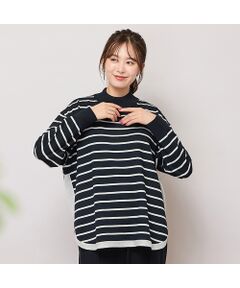 PISANO / ピサーノ ニット・セーター | ハイネックボーダー柄ニットトップ