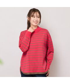 PISANO / ピサーノ ニット・セーター | ハイネックボーダー柄ニットトップ