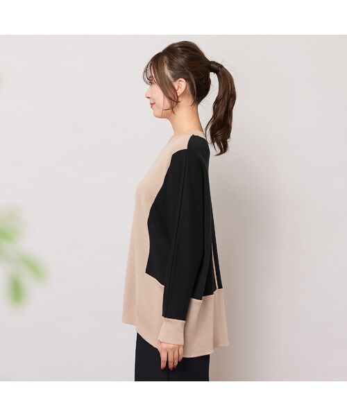 PISANO / ピサーノ ニット・セーター | バイカラー配色・ドルマンスリーブニット | 詳細1