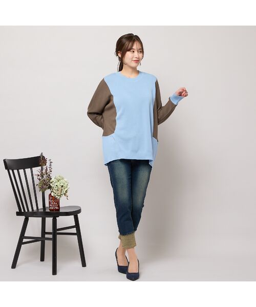 PISANO / ピサーノ ニット・セーター | バイカラー配色・ドルマンスリーブニット | 詳細11