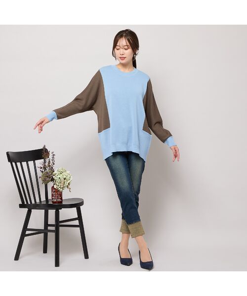 PISANO / ピサーノ ニット・セーター | バイカラー配色・ドルマンスリーブニット | 詳細12