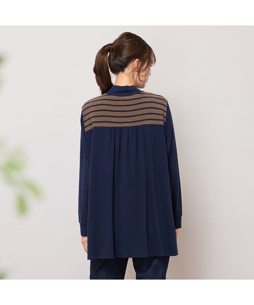 PISANO / ピサーノ カットソー | 【手洗いOK・保温・吸湿発熱】ボーダー×無地ハイネックカットソー | 詳細2