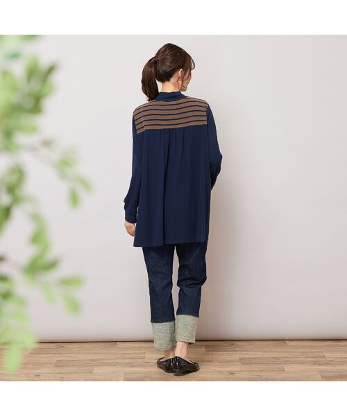 PISANO / ピサーノ カットソー | 【手洗いOK・保温・吸湿発熱】ボーダー×無地ハイネックカットソー | 詳細8