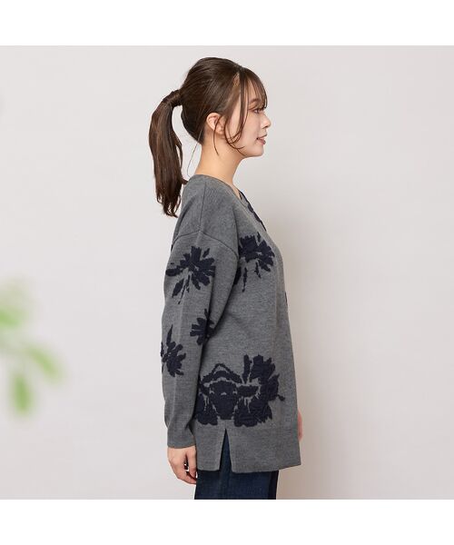 PISANO / ピサーノ ニット・セーター | 【手洗いOK】フラワーモチーフジャカードニット | 詳細12