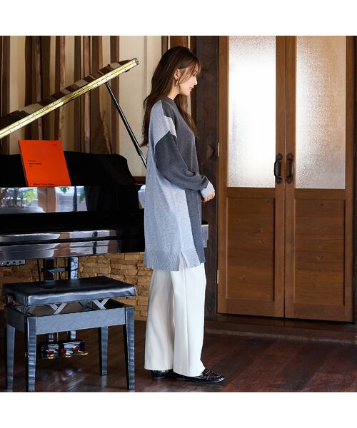 PISANO / ピサーノ ニット・セーター | バイカラー配色・チュニック丈ハイネックニット | 詳細7