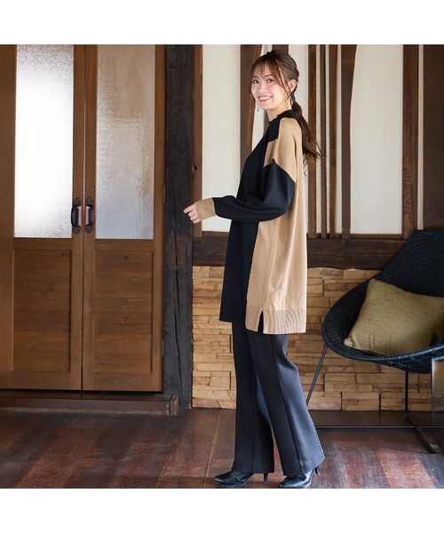 PISANO / ピサーノ ニット・セーター | バイカラー配色・チュニック丈ハイネックニット | 詳細17