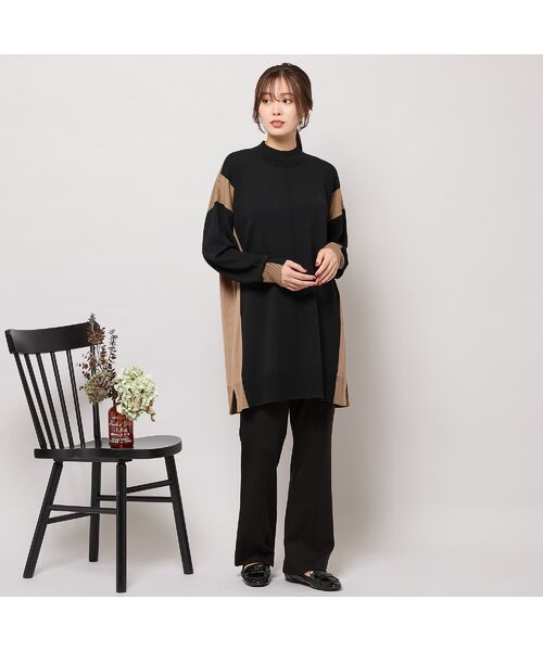 PISANO / ピサーノ ニット・セーター | バイカラー配色・チュニック丈ハイネックニット | 詳細13