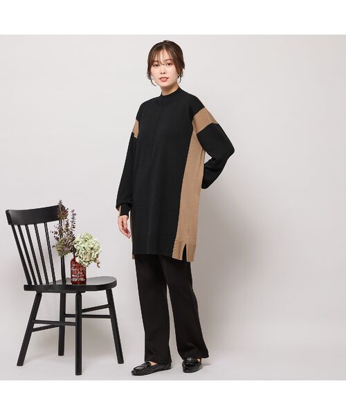 PISANO / ピサーノ ニット・セーター | バイカラー配色・チュニック丈ハイネックニット | 詳細14