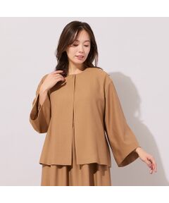 PISANO / ピサーノ ノーカラージャケット | 【ハレの日・セットアップ対応】ベルスリーブ・ノーカラーショートジャケット
