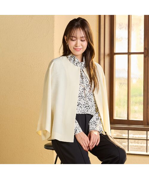 PISANO / ピサーノ ノーカラージャケット | 【ハレの日・セットアップ対応】ベルスリーブ・ノーカラーショートジャケット | 詳細1