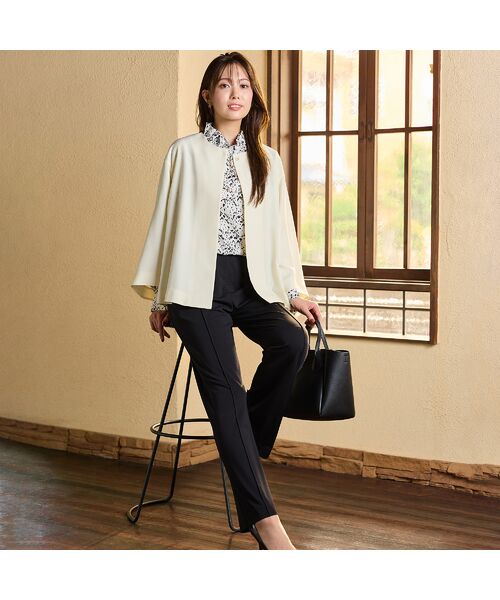 PISANO / ピサーノ ノーカラージャケット | 【ハレの日・セットアップ対応】ベルスリーブ・ノーカラーショートジャケット | 詳細2