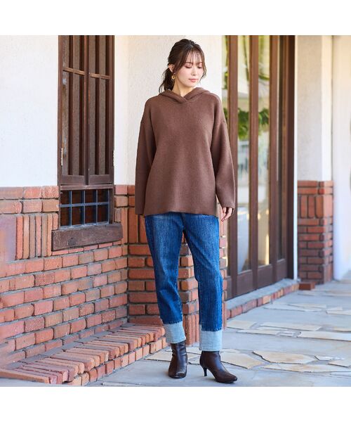 PISANO / ピサーノ ニット・セーター | ＦＯＸダブルフェイス・フーディーニット | 詳細2