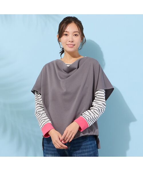 PISANO / ピサーノ ベスト | 【手洗いOK・接触冷感・UVカット】フレンチスリーブ・ドレープジレ（グレー）