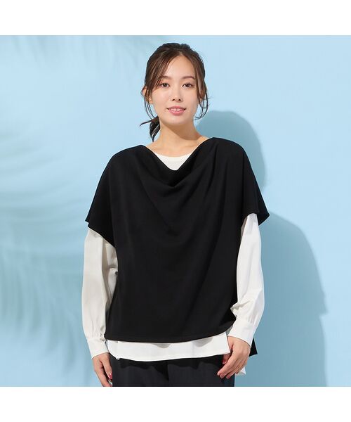 PISANO / ピサーノ ベスト | 【手洗いOK・接触冷感・UVカット】フレンチスリーブ・ドレープジレ（ブラック）