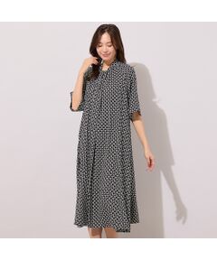 PISANO / ピサーノ ミニ丈・ひざ丈ワンピース | 【手洗いOK】幾何柄フロントタックドレス