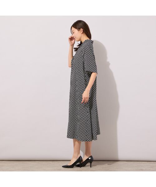 PISANO / ピサーノ ミニ丈・ひざ丈ワンピース | 【手洗いOK】幾何柄フロントタックドレス | 詳細5