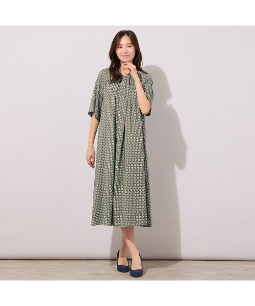 PISANO / ピサーノ ミニ丈・ひざ丈ワンピース | 【手洗いOK】幾何柄フロントタックドレス | 詳細9