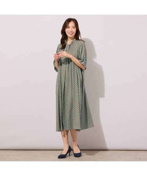 PISANO / ピサーノ ミニ丈・ひざ丈ワンピース | 【手洗いOK】幾何柄フロントタックドレス | 詳細10