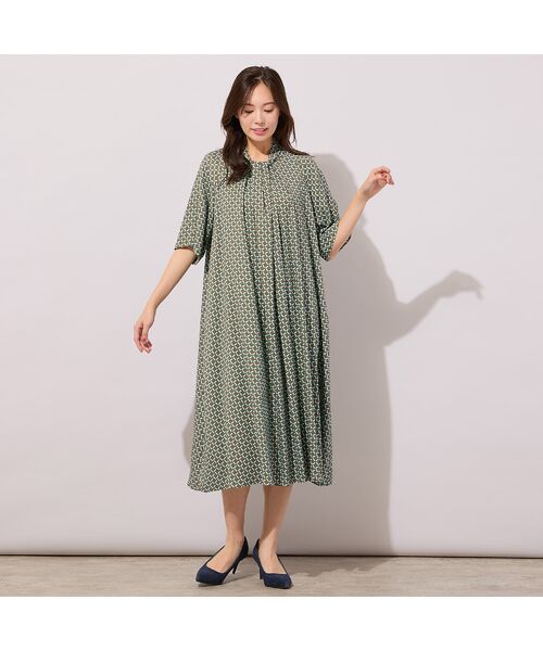 PISANO / ピサーノ ミニ丈・ひざ丈ワンピース | 【手洗いOK】幾何柄フロントタックドレス | 詳細11