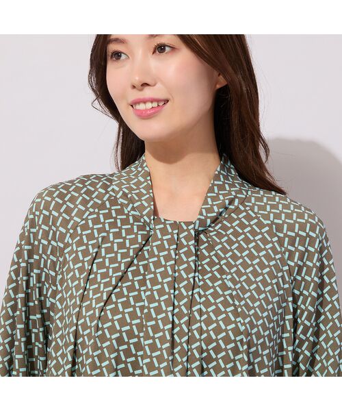 PISANO / ピサーノ ミニ丈・ひざ丈ワンピース | 【手洗いOK】幾何柄フロントタックドレス | 詳細14