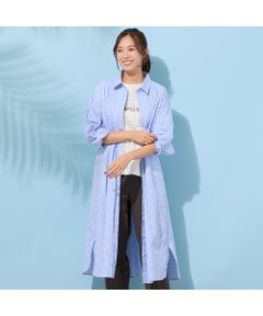 PISANO / ピサーノ ミニ丈・ひざ丈ワンピース | 【手洗いOK】ストライプ・フロントタックシャツワンピース