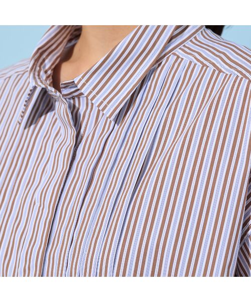 PISANO / ピサーノ ミニ丈・ひざ丈ワンピース | 【手洗いOK】ストライプ・フロントタックシャツワンピース | 詳細9