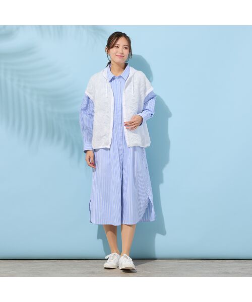 PISANO / ピサーノ ミニ丈・ひざ丈ワンピース | 【手洗いOK】ストライプ・フロントタックシャツワンピース | 詳細14