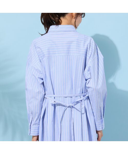 PISANO / ピサーノ ミニ丈・ひざ丈ワンピース | 【手洗いOK】ストライプ・フロントタックシャツワンピース | 詳細17