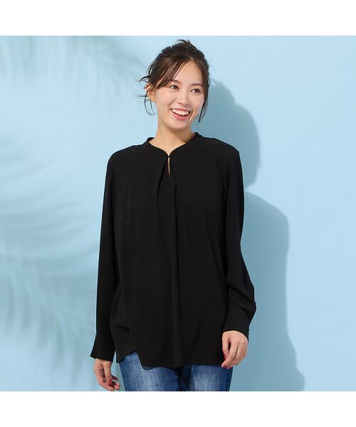 PISANO / ピサーノ シャツ・ブラウス | 【手洗いOK・セットアップ対応】フロントタック・スタンドカラーブラウス（ブラック）