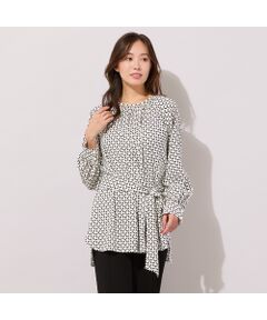 PISANO / ピサーノ シャツ・ブラウス | 【手洗いOK】幾何柄・リボンタイ・ギャザーブラウス