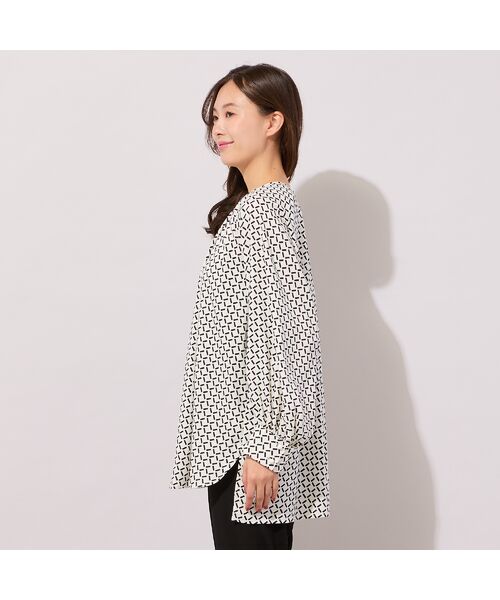 PISANO / ピサーノ シャツ・ブラウス | 【手洗いOK】幾何柄・リボンタイ・ギャザーブラウス | 詳細1