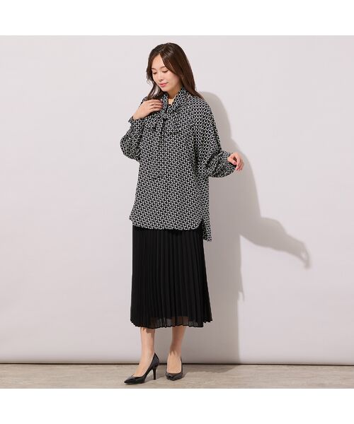 PISANO / ピサーノ シャツ・ブラウス | 【手洗いOK】幾何柄・リボンタイ・ギャザーブラウス | 詳細12