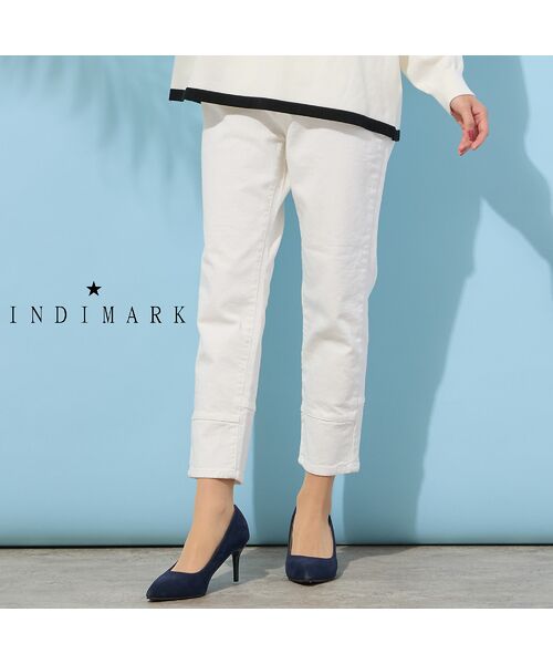 PISANO / ピサーノ デニムパンツ | 【手洗いOK・INDIMARKコラボ】デニムストレート・裾切り替えパンツ（オフ）