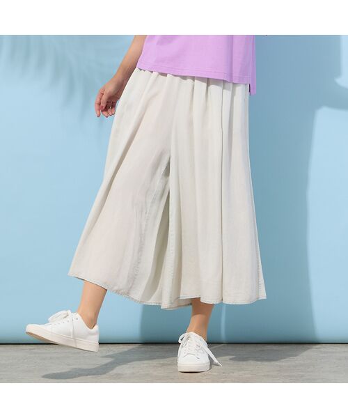 PISANO / ピサーノ ショート・ハーフ・半端丈パンツ | 【手洗いOK・セットアップ対応】製品洗い・テンセルデニムキュロットパンツ（ライトグレー）