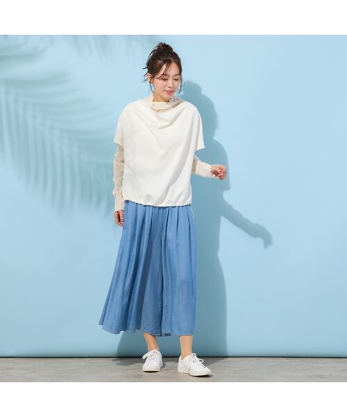 PISANO / ピサーノ ショート・ハーフ・半端丈パンツ | 【手洗いOK・セットアップ対応】製品洗い・テンセルデニムキュロットパンツ | 詳細12