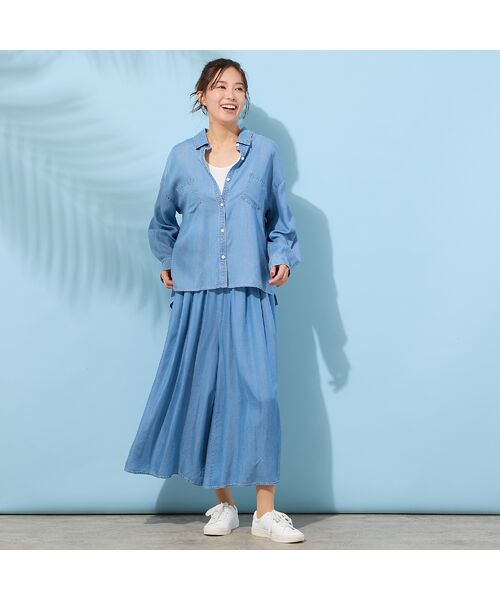 PISANO / ピサーノ ショート・ハーフ・半端丈パンツ | 【手洗いOK・セットアップ対応】製品洗い・テンセルデニムキュロットパンツ | 詳細14