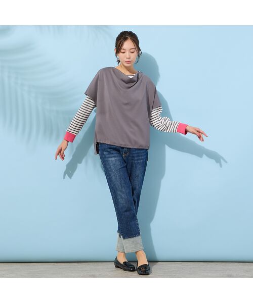 PISANO / ピサーノ カットソー | 【手洗いOK・綿100％・接触冷感・紫外線防止】ラウンドヘムボーダートップ | 詳細6