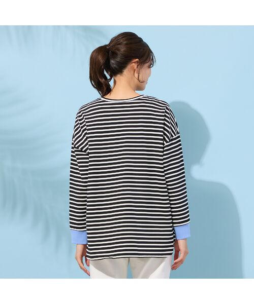 PISANO / ピサーノ カットソー | 【手洗いOK・綿100％・接触冷感・紫外線防止】ラウンドヘムボーダートップ | 詳細11