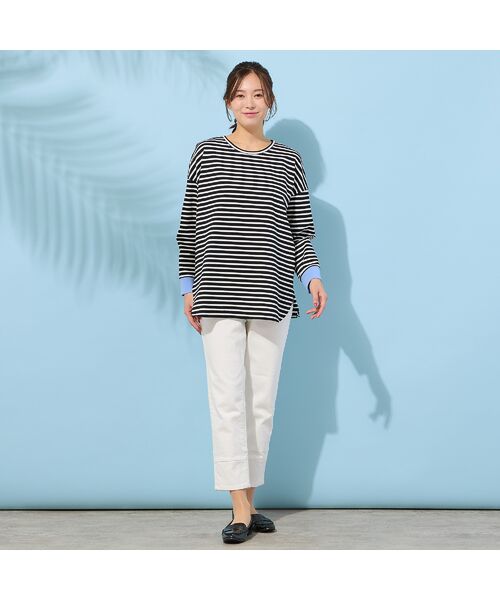 PISANO / ピサーノ カットソー | 【手洗いOK・綿100％・接触冷感・紫外線防止】ラウンドヘムボーダートップ | 詳細12