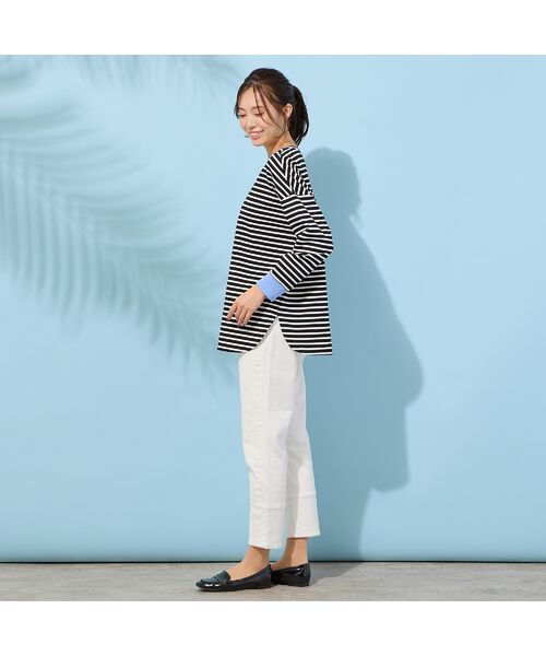 PISANO / ピサーノ カットソー | 【手洗いOK・綿100％・接触冷感・紫外線防止】ラウンドヘムボーダートップ | 詳細15