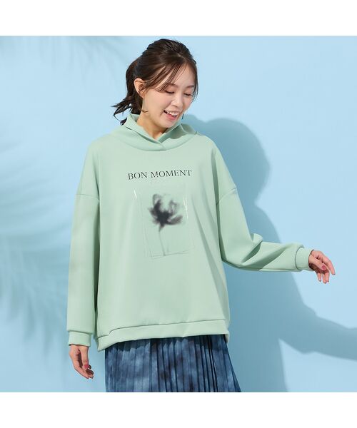 PISANO / ピサーノ カットソー | 【手洗いOK】フラワープリントハイネックトップ（グリーン）