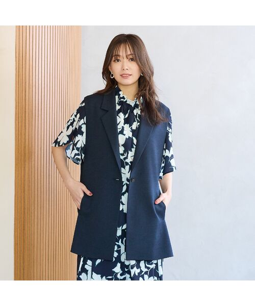 PISANO / ピサーノ ベスト | 【紫外線防止・セットアップ対応】テーラードカラージレ（ダークブルー）