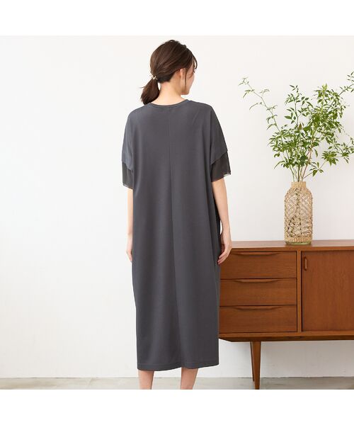 PISANO / ピサーノ ミニ丈・ひざ丈ワンピース | 【手洗いOK・吸水速乾・接触冷感・遮熱】ボクシーシルエットワンピース | 詳細2