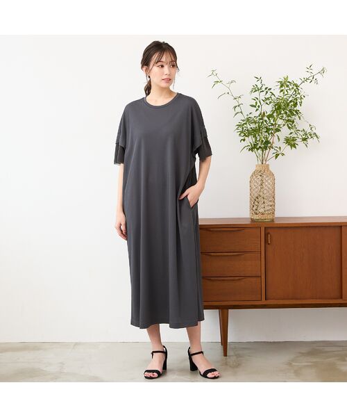 PISANO / ピサーノ ミニ丈・ひざ丈ワンピース | 【手洗いOK・吸水速乾・接触冷感・遮熱】ボクシーシルエットワンピース | 詳細3