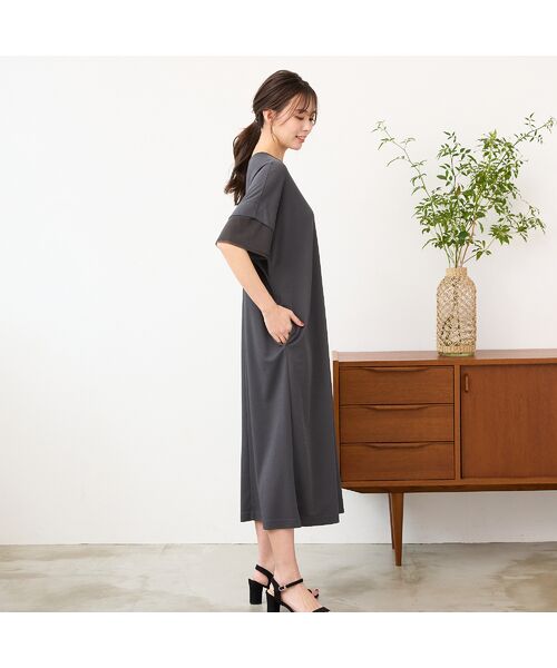 PISANO / ピサーノ ミニ丈・ひざ丈ワンピース | 【手洗いOK・吸水速乾・接触冷感・遮熱】ボクシーシルエットワンピース | 詳細6