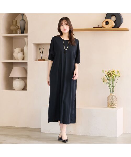 PISANO / ピサーノ ミニ丈・ひざ丈ワンピース | 【手洗いOK・吸水速乾・接触冷感・遮熱】ボクシーシルエットワンピース | 詳細8